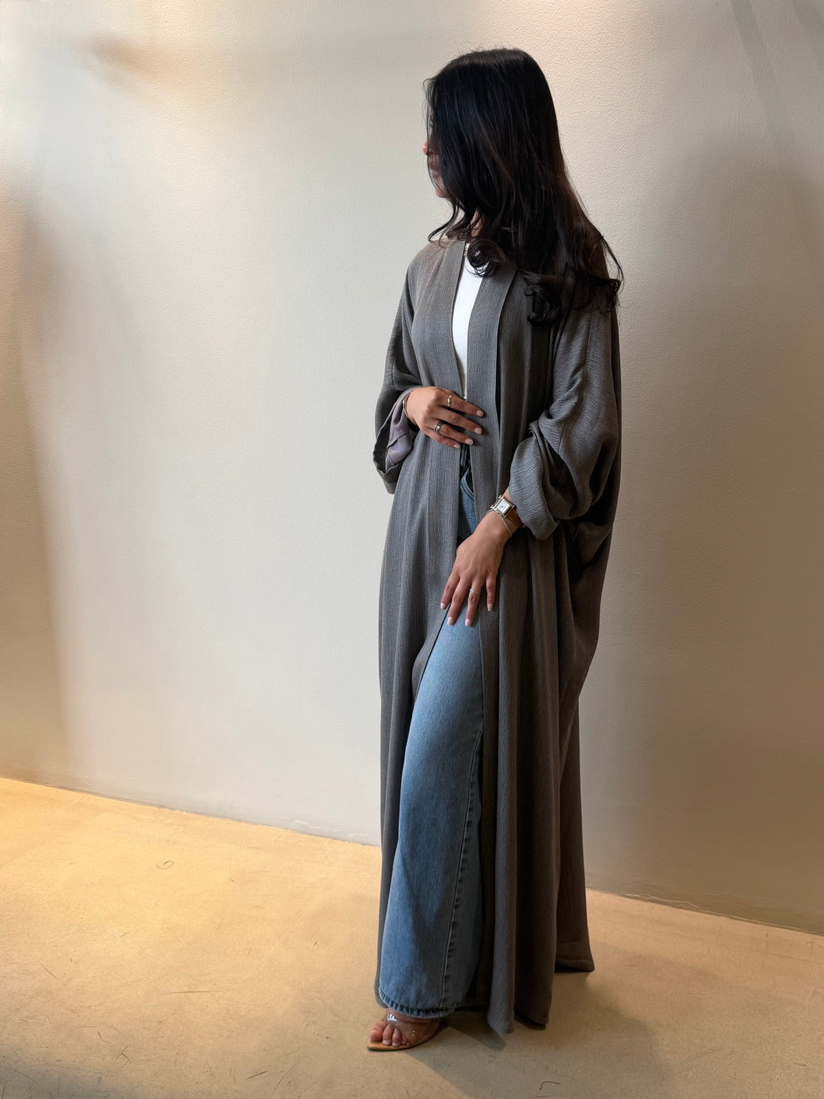 Silver Drape Abaya