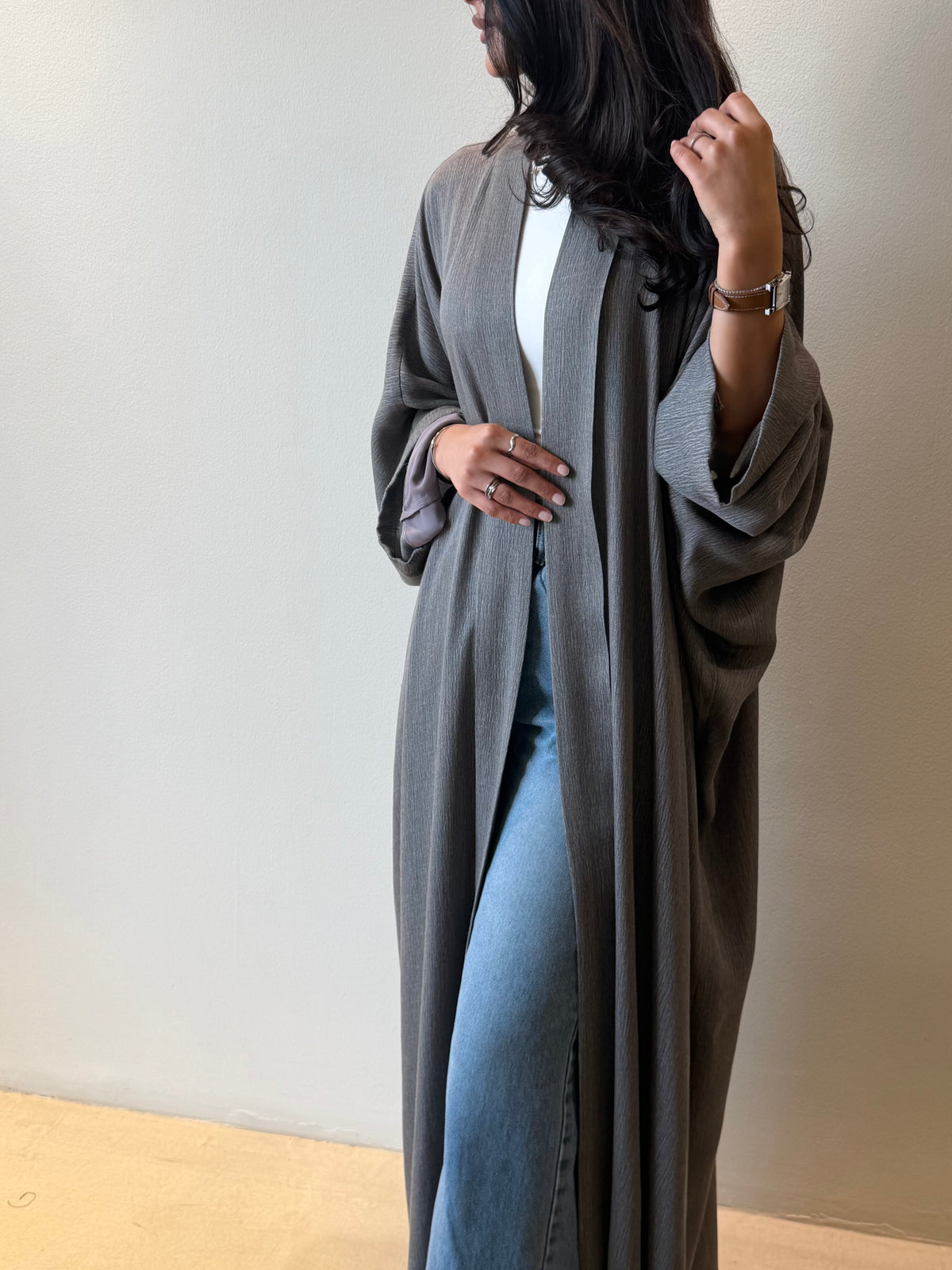 Silver Drape Abaya