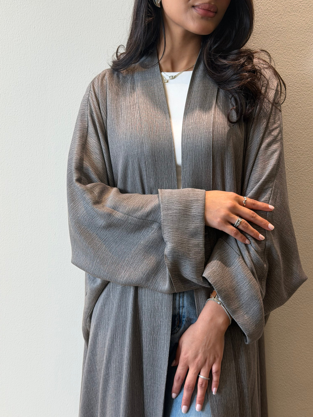 Silver Drape Abaya