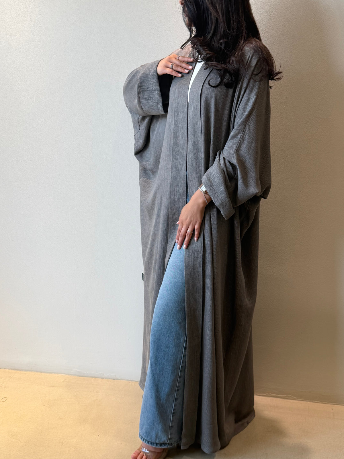 Silver Drape Abaya