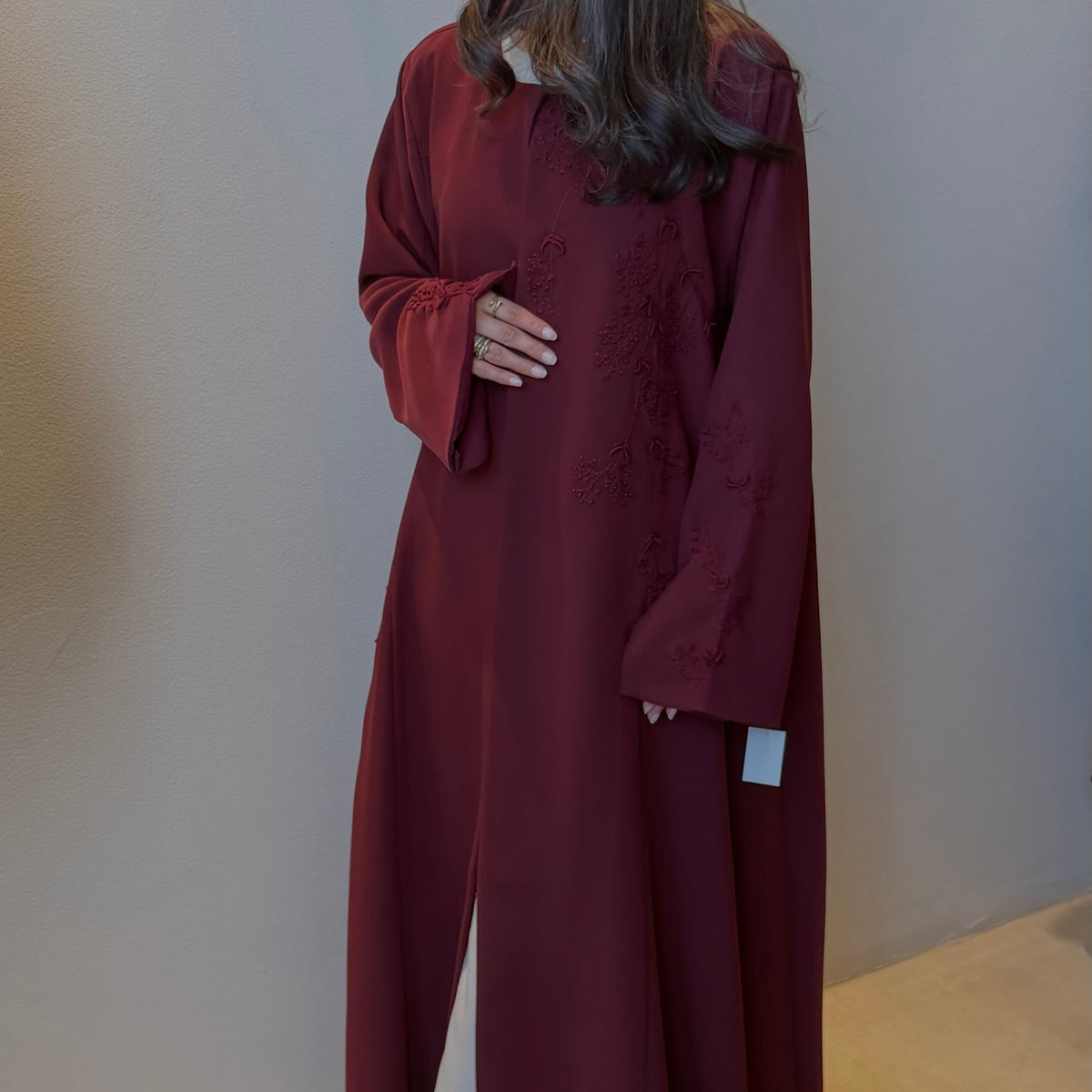 Burgundy Bloom Abaya