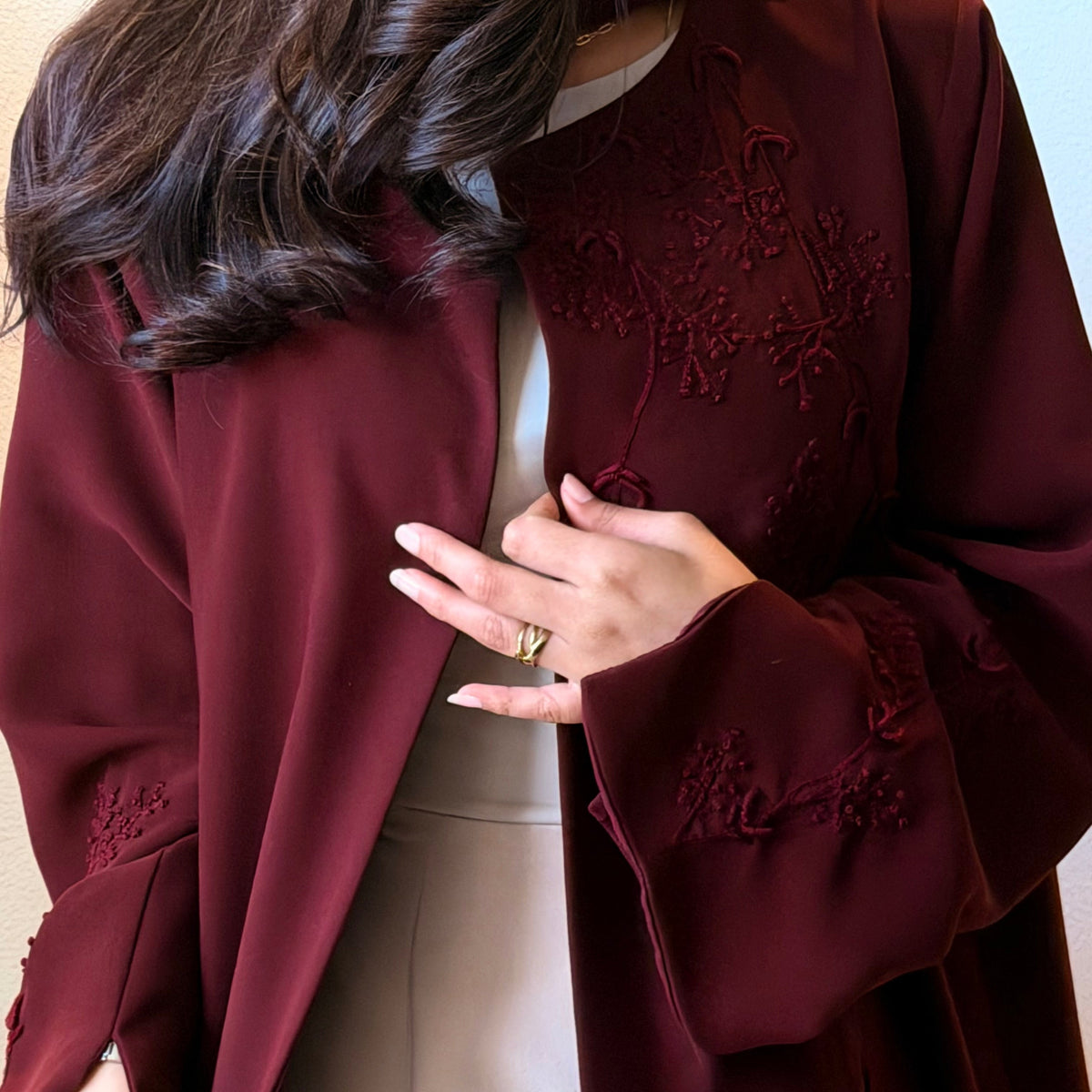 Burgundy Bloom Abaya