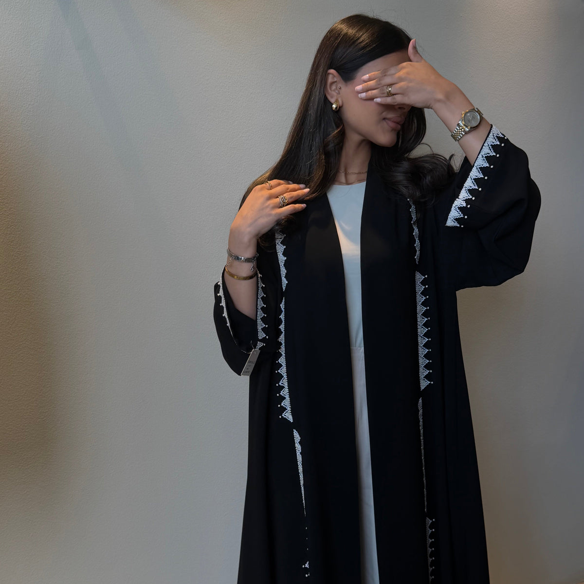 Zigzag Embroidered Abaya
